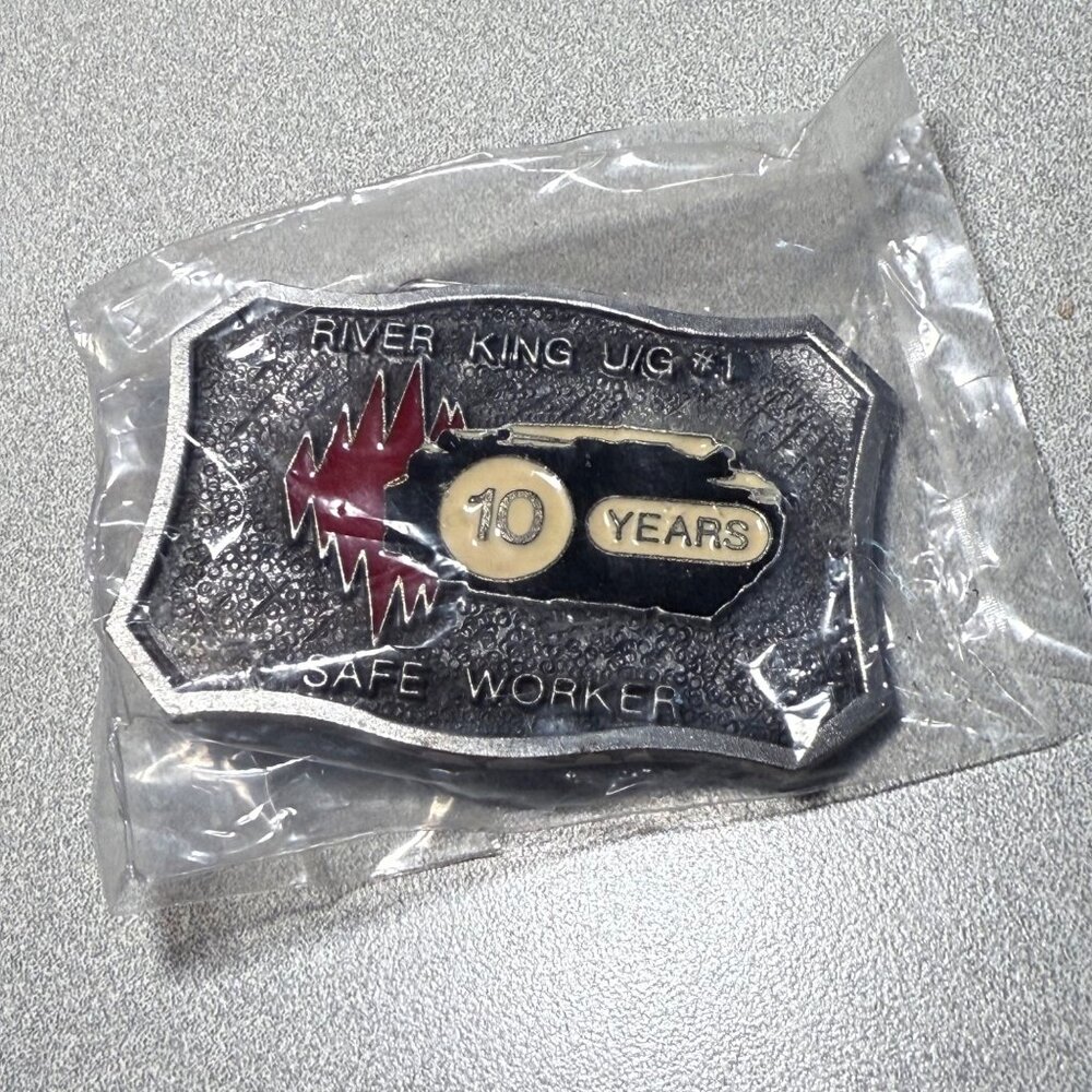Vintage River King U/G #1 Safe Worker 10 Years Belt Buckle Coal Mining Mine
